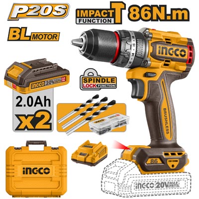Parafusadeira/Furadeira BL 86Nm Impacto 1/2" 20V P20S c/ 2 bat 2Ah